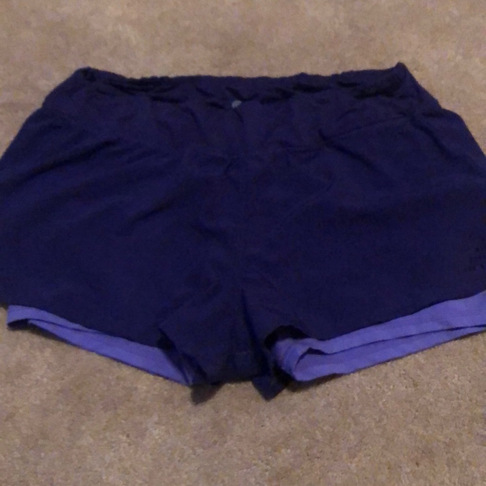 Purple gym shorts with built in spandex
